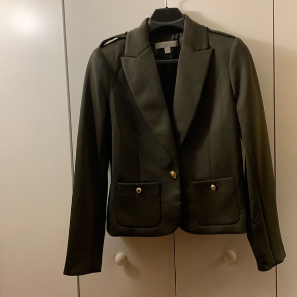 Very Dark Green Satin One Button Blazer - Picture 1 of 11